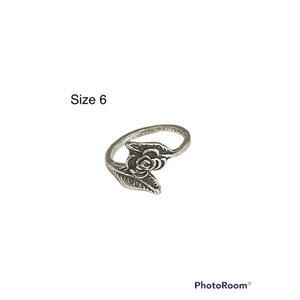 Rose Ring Antiqued Silver Size 6